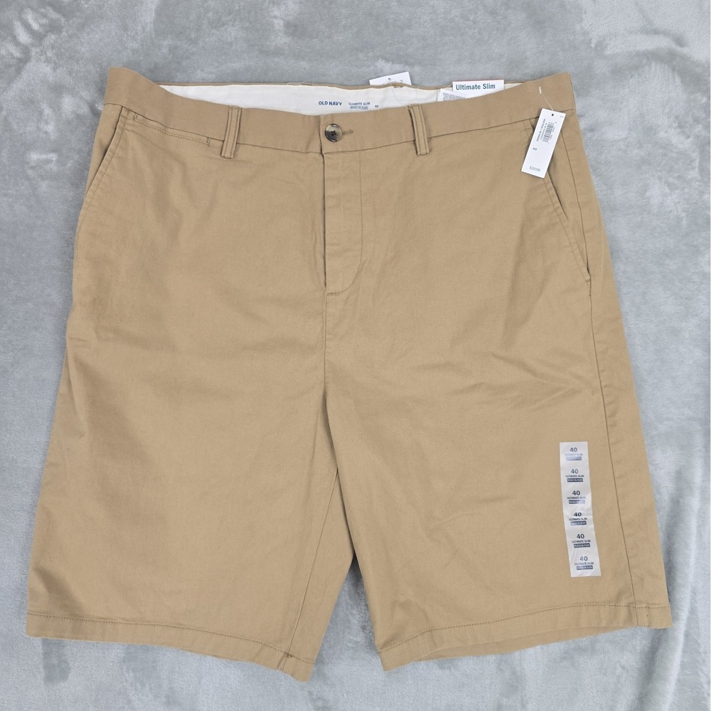 Old Navy Men's Ultimate Slim Shorts 40 Beige Built-In Flex 10" NWT
